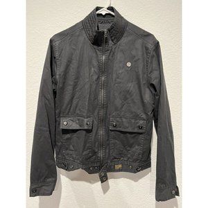 Mens Black G-STAR RAW Motorcycle Style Cotton Waxed Jacket Size Large